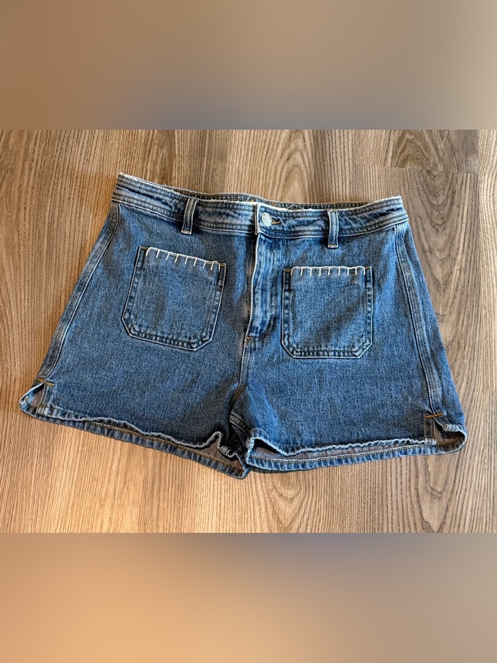 High-Rise Blue Denim Jean Shorts - Picture 4 of 6